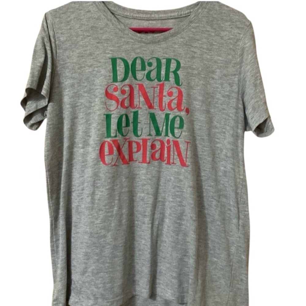 Dear Santa Christmas T-Shirt Gray Large